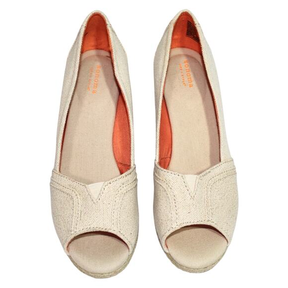 Sonoma Beige Wedge Sandals Size 8.5 - Picture 1 of 7